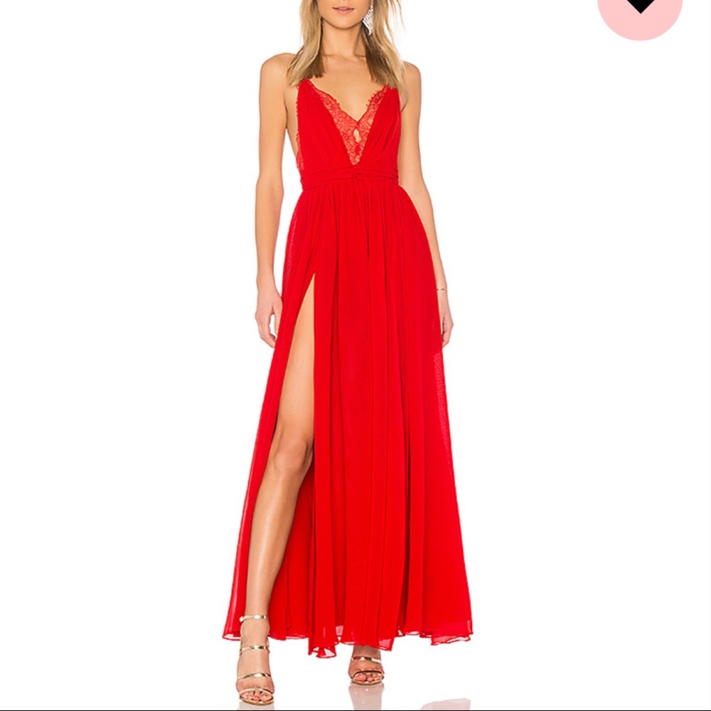 Michael Costello x Revolve red gown